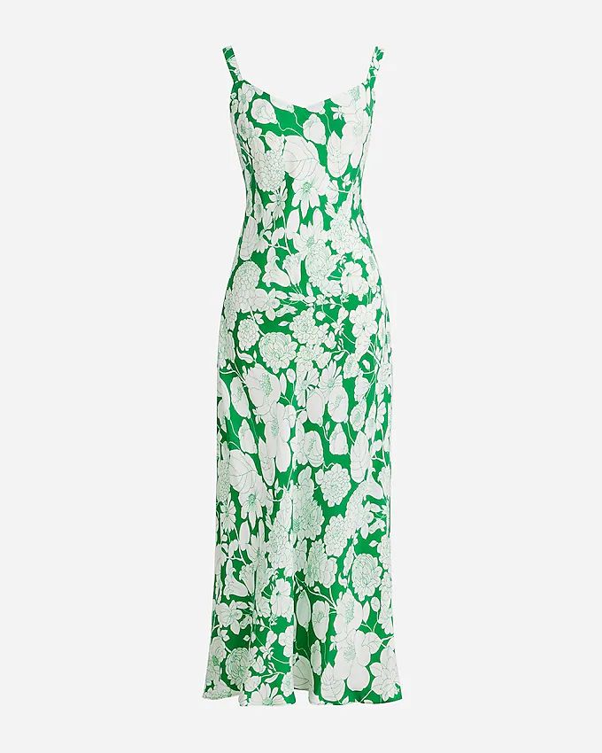 Gwyneth V-neck cupro-blend slip dress in Kelly floral | J.Crew US