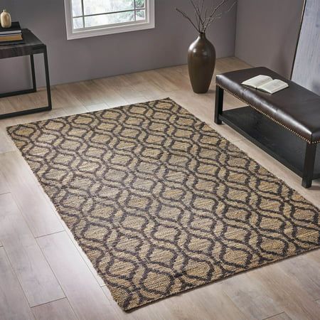 5 x 8 Natural Beige and Black Hand Woven Rectangular Area Throw Rug | Walmart (US)