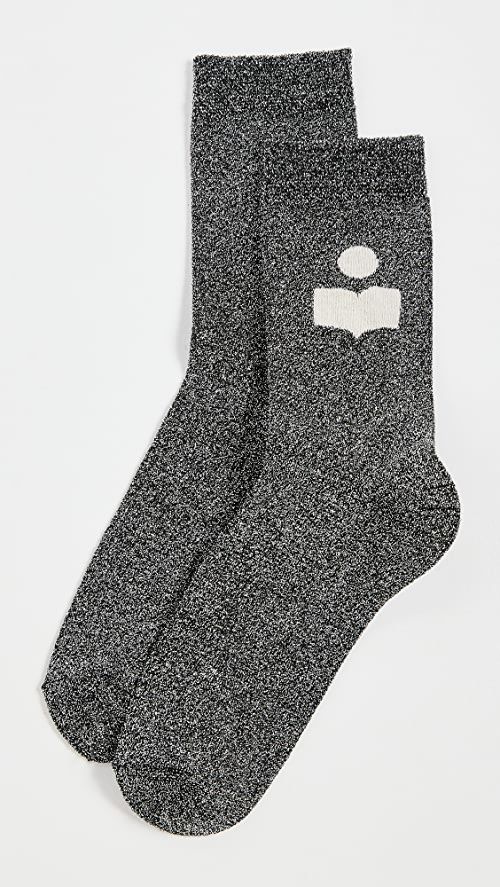 Isabel Marant Slazia Metallic Logo Socks | SHOPBOP | Shopbop