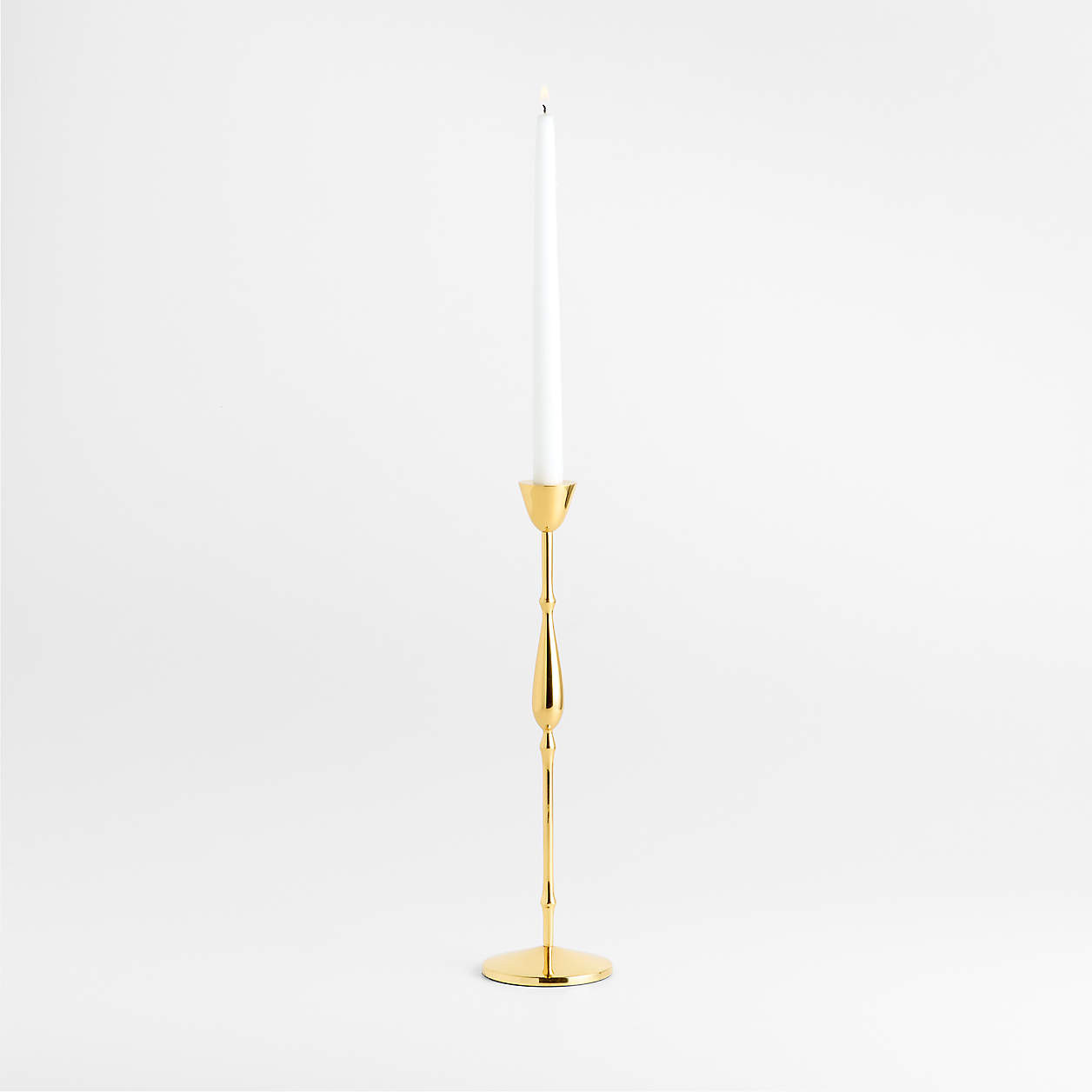 Beaded Small Polished Brass Finish Metal Taper Holder 10.5" + Reviews | Crate & Barrel | Crate & Barrel