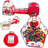 Playz 5-Piece Kids Play Tents Crawl Tunnels and Ball Pit Popup Bounce Playhouse Tent with Basketb... | Amazon (US)