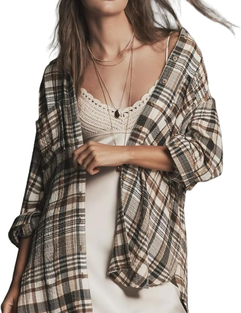 Striped Front Button Down Shirt for Women Y2k Vintage Loose Fit Batwing Blouse V Neck Long Sleeve... | Amazon (US)