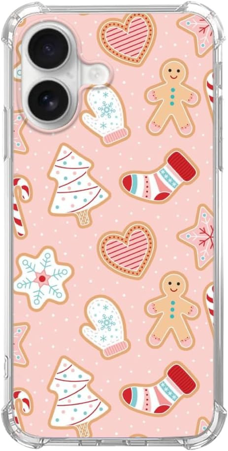 Pink Gingerbread Christmas Design Phone Case for iPhone 16, Merry Christmas Snowflake Tree Cover ... | Amazon (US)
