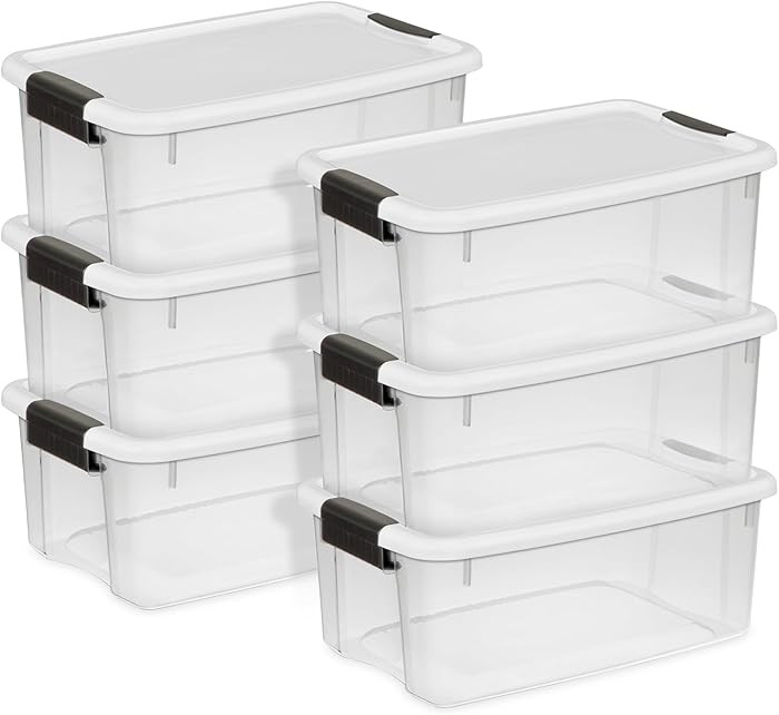 Sterilite 6-Pack Ultra Latching Box, Storage Bins with Lids, Clear Plastic, 18 Quart - Heavy-Duty... | Amazon (US)