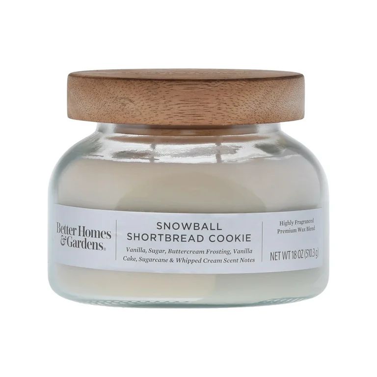 Better Homes & Gardens 18oz Snowball Shortbread Cookie Scented Ombre 2-Wick Bell Jar Candle | Walmart (US)