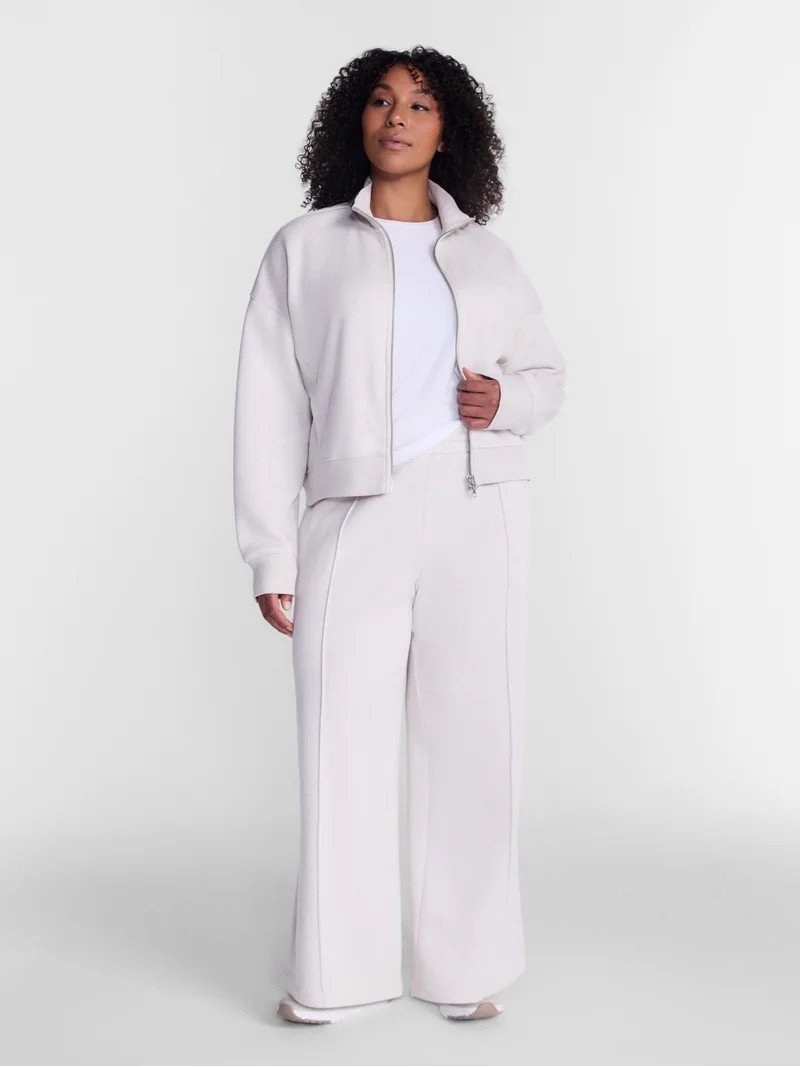 Athletic Works Women's and Women's Plus Pintuck Wide Leg Fleece Pants, 30" Inseam, Sizes XS-4X | Walmart (US)