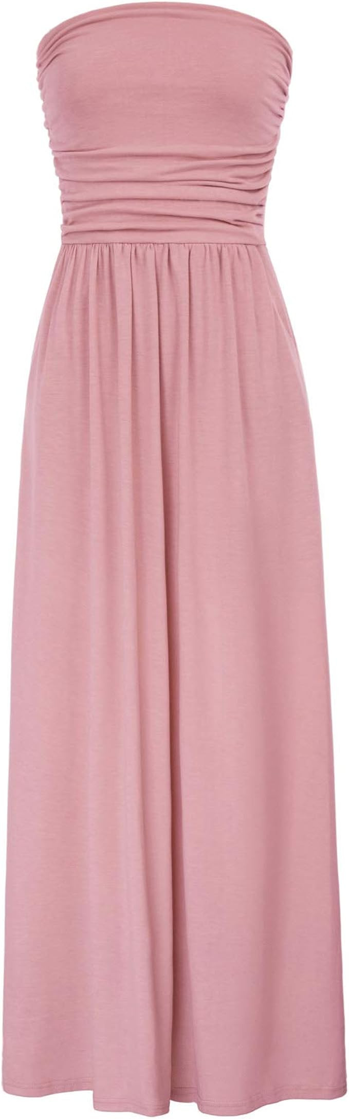 GRACE KARIN Women Strapless Casual Loose Ruched Long Maxi Dress with Pockets | Amazon (US)