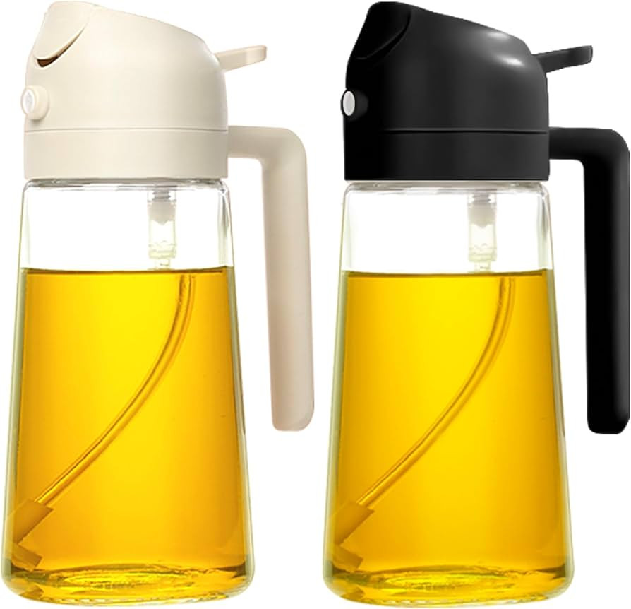 YARRAMATE 2Pcs Olive Oil Dispenser, 2 in 1 Oil Sprayer for Cooking, 16oz/470ml Glass Oil Spray Bo... | Amazon (US)