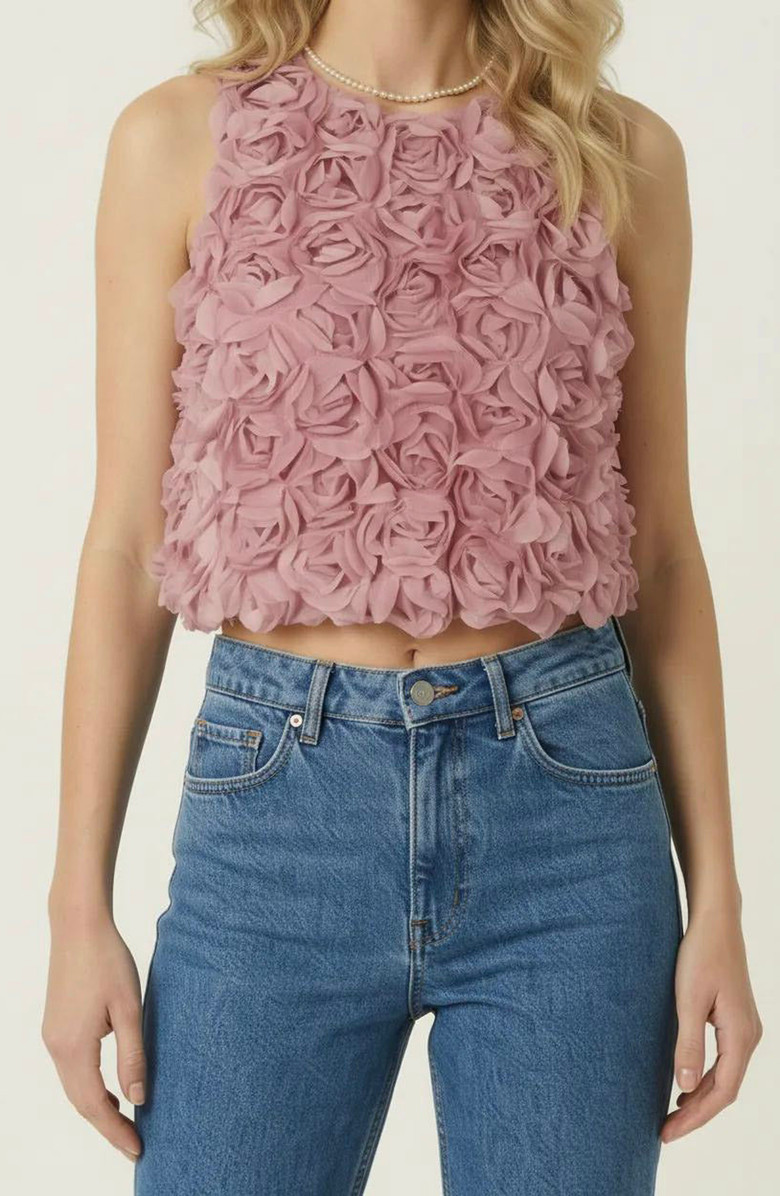 Modenaire Floral Appliqué Sleeveless Top | Nordstrom | Nordstrom