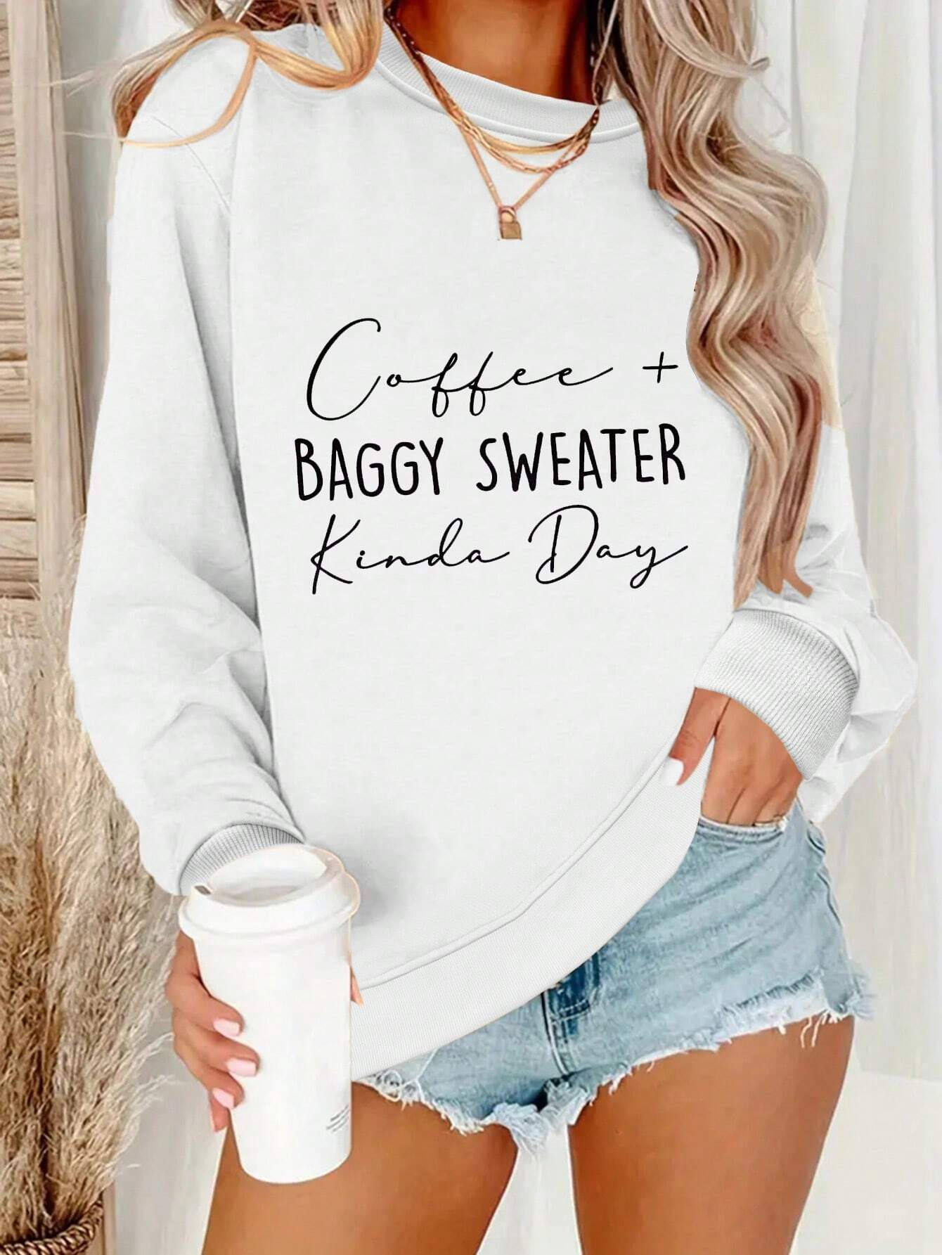 Women'S Letter Print Drop Shoulder Sweatshirt | SHEIN