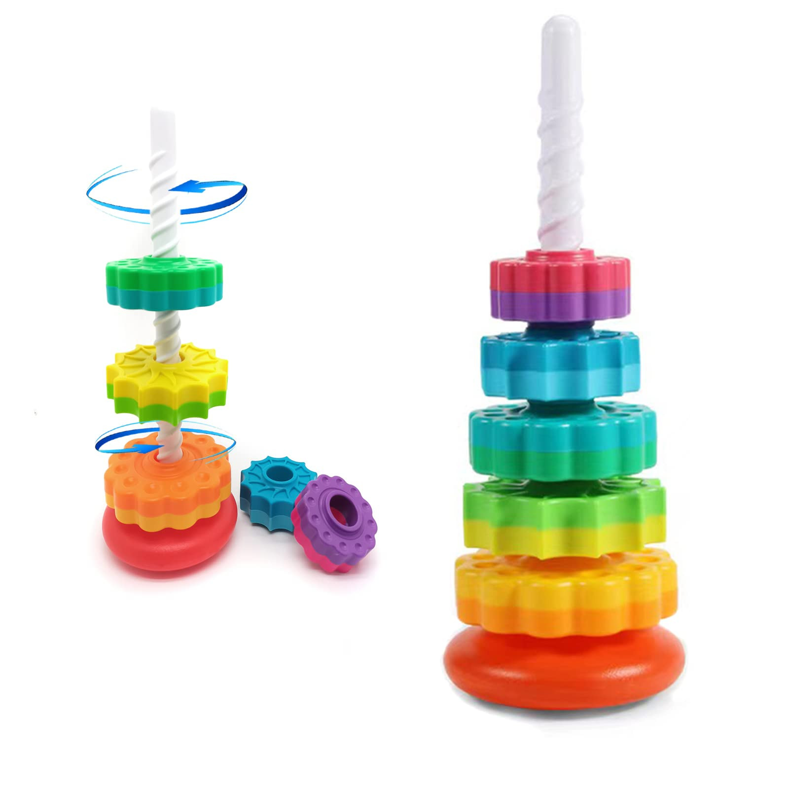 Spinning Stacking Toys, Educational Toddler Toy Stacking Rings Baby Toys, Montessori Toy for Girl... | Amazon (US)