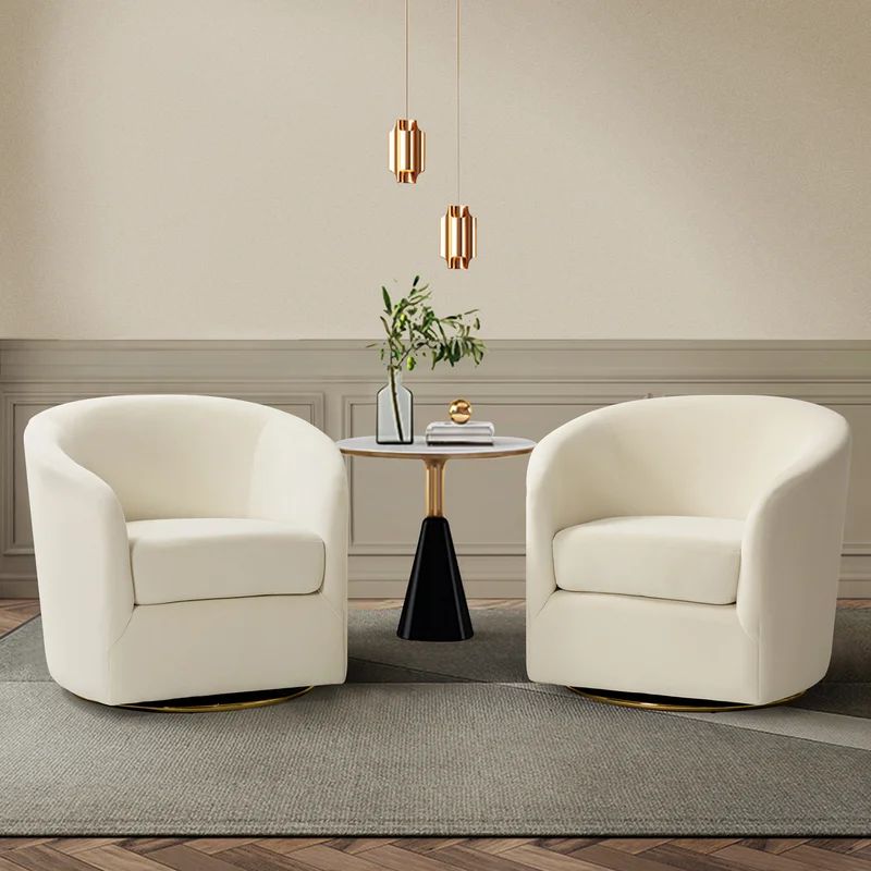 Holden Upholstered Swivel Barrel Chair (Set of 2) | Wayfair North America