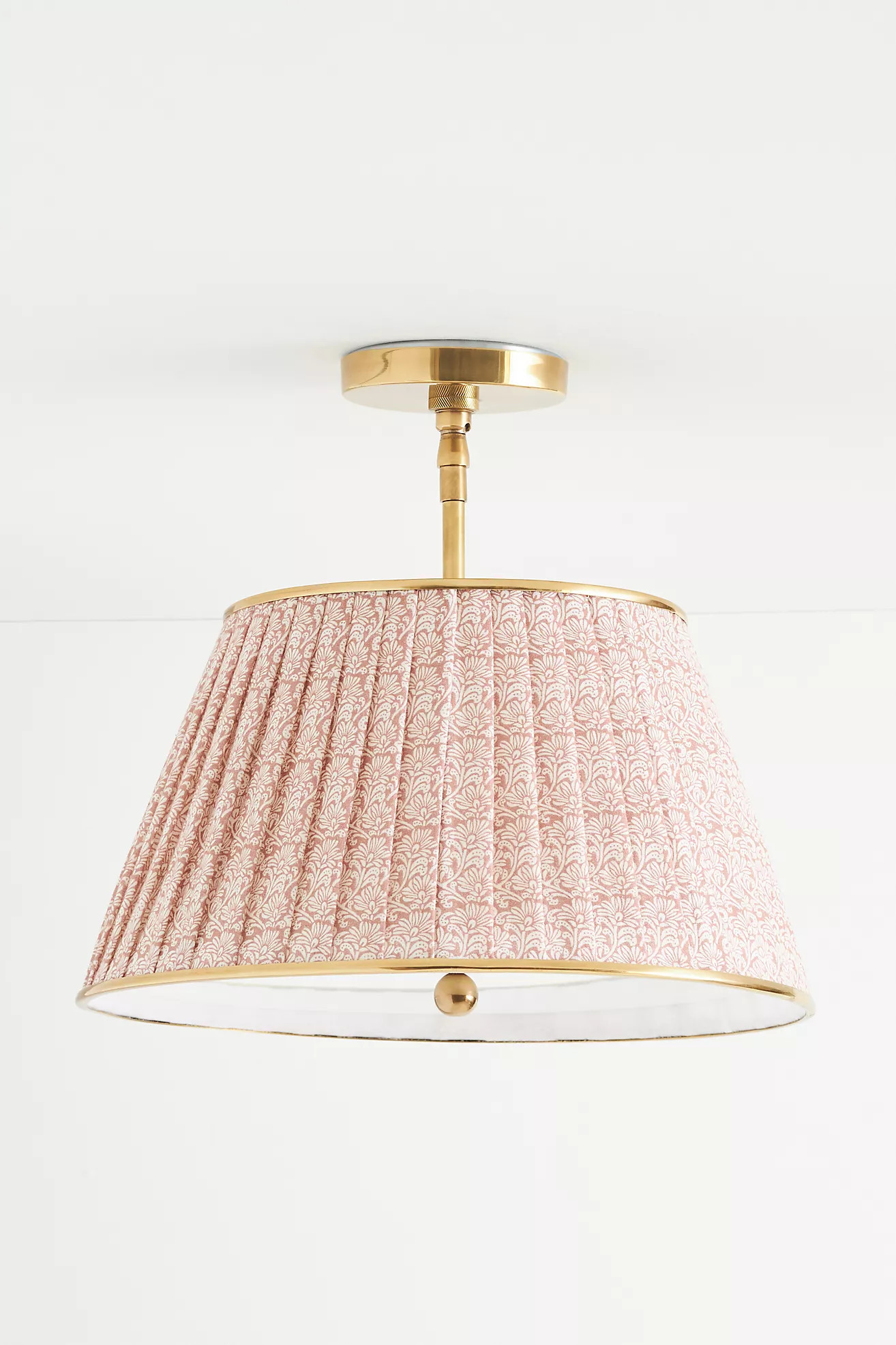 Lee Brass 16" Ruched Printed Semi-Flush Mount Light | Anthropologie (US)