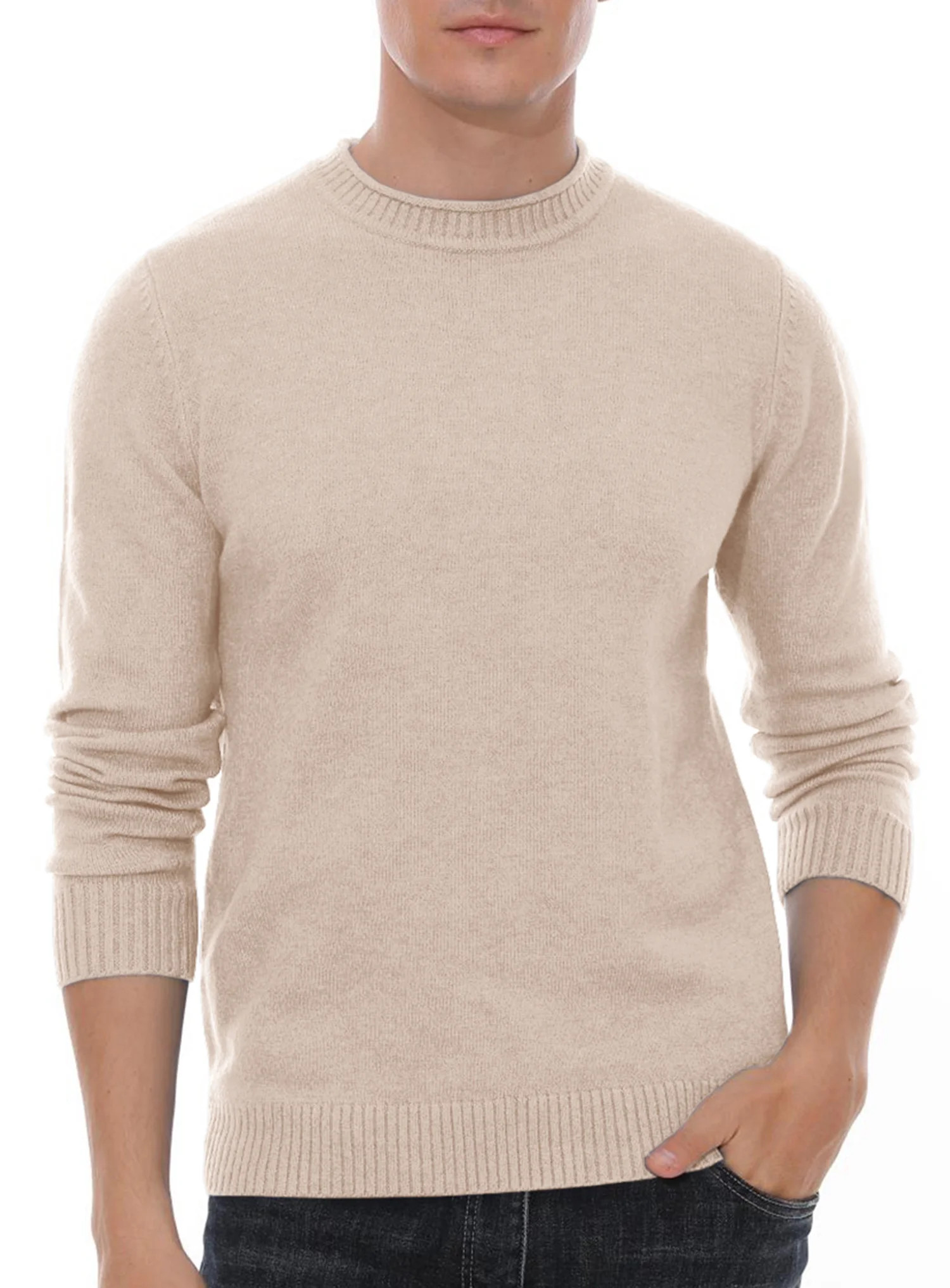 GIRUNS Men's Crewneck Sweater Soft Casual Sweaters for Men Classic Pullover Sweaters with Ribbing... | Walmart (US)