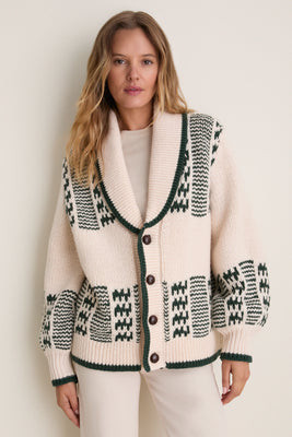 Cream and Forest Chalet Cardigan Sweater | Tuckernuck (US)