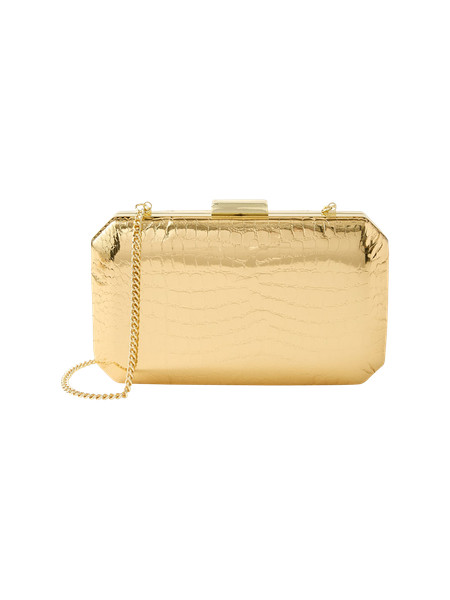 Beveled Metallic Croco Clutch | Ann Taylor