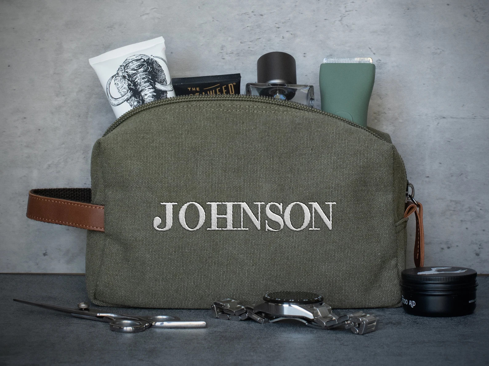 Men's Toiletry Bag Personalized Gifts for Him, Groomsmen Gifts, Custom Leather Embroidered Dopp K... | Etsy (US)