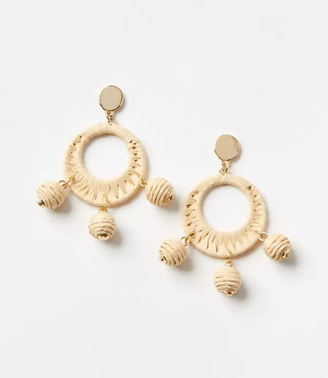 Spring Break Raffia Ball Drop Earrings | LOFT