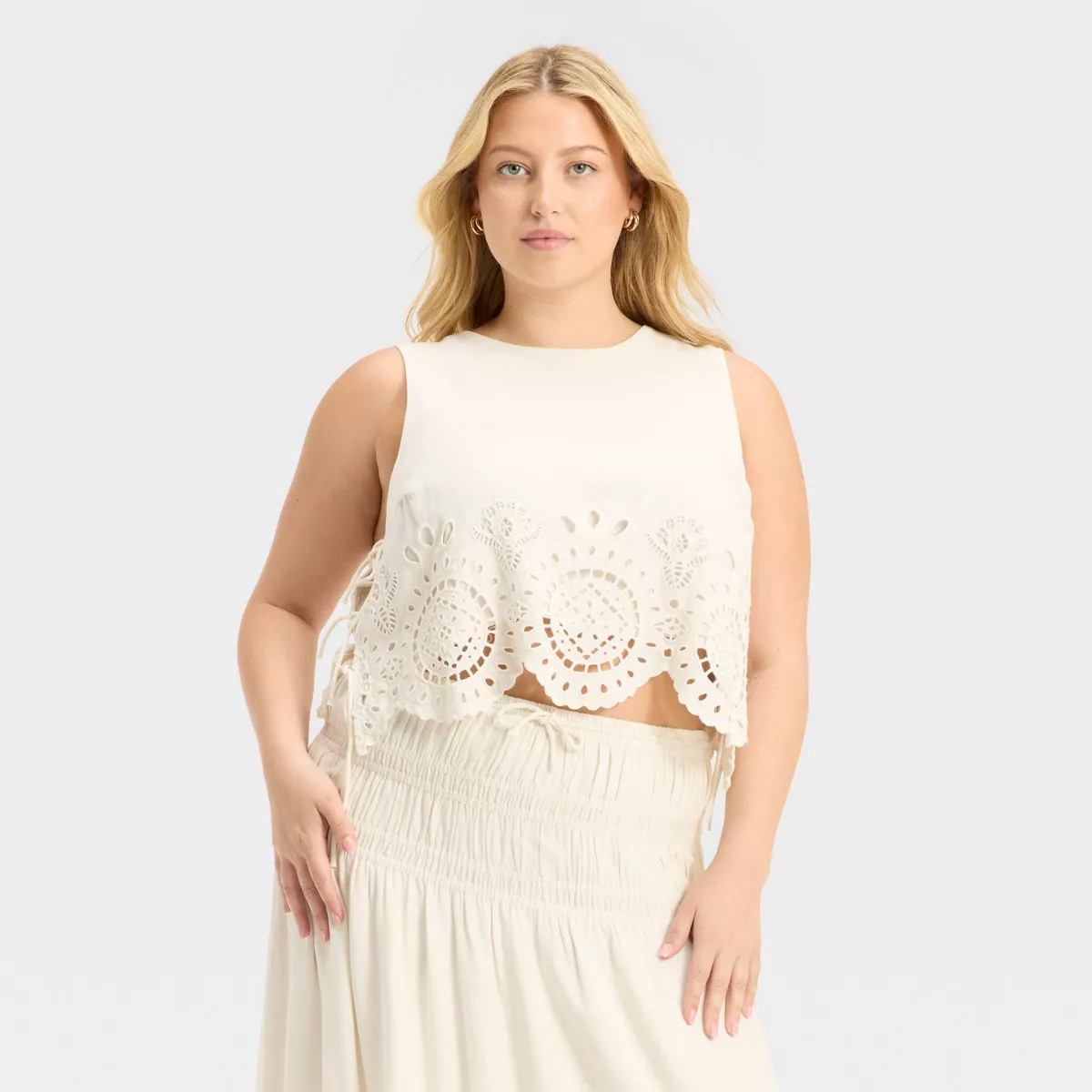 Women's Embroidered Eyelet Side-Tie Tank Top - Future Collective | Target