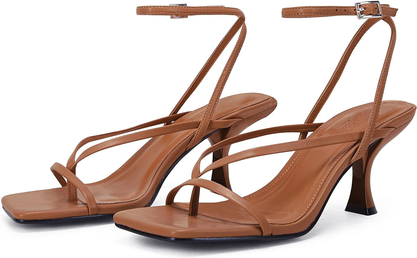 PiePieBuy Women's Lace Up Heeled Sandals Square Flip Flop High Heels Strappy Party Shoes | Amazon (US)