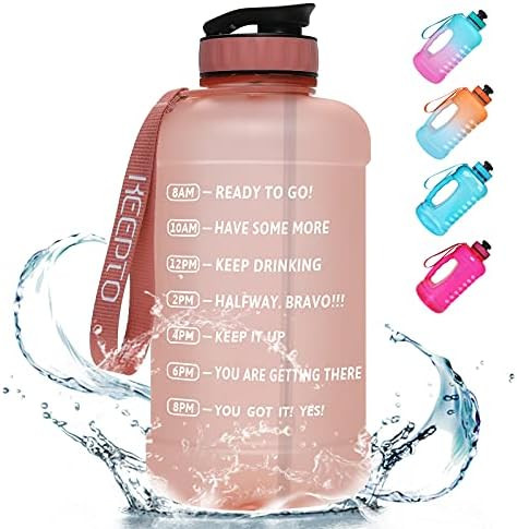 KEEPTO Half Gallon/64oz Leakproof BPA Free Water Bottle with Motivational Time Marker, Straw&Hand... | Amazon (US)
