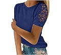 Summer Tops for Women Trendy Casual Short Sleeve Dressy Shirts Crochet Hollow Out Tunic Blouses F... | Amazon (US)