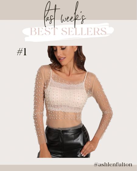 Mesh pearl and diamond see through top 

#LTKstyletip #LTKfindsunder100 #LTKfindsunder50