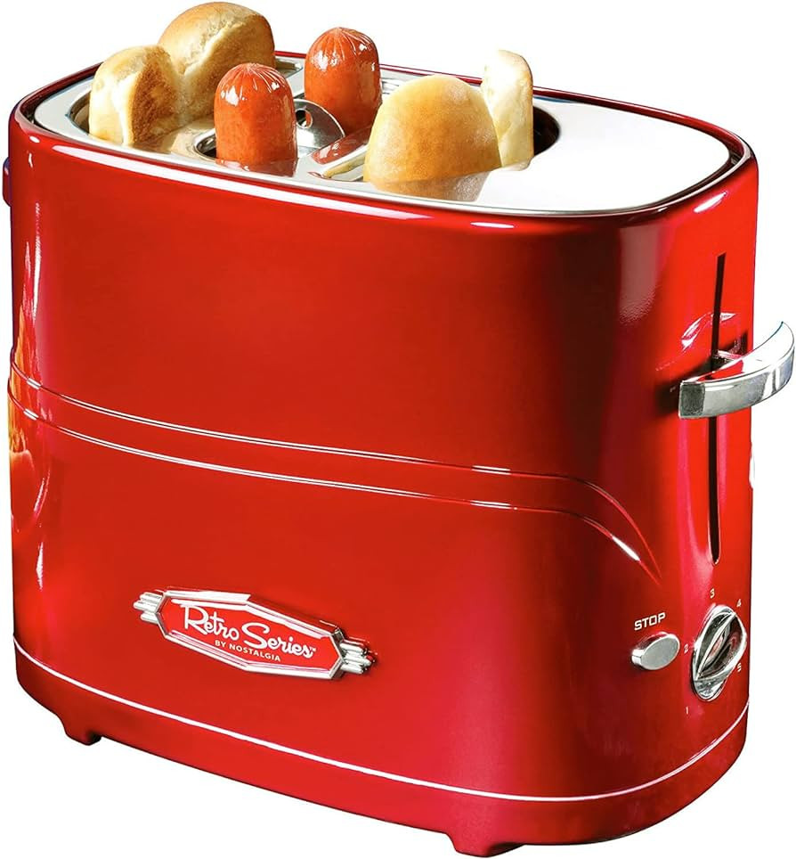 Nostalgia 2 Slot Hot Dog and Bun Toaster with Mini Tongs, Retro Toaster, Cooker that Works Chicke... | Amazon (US)