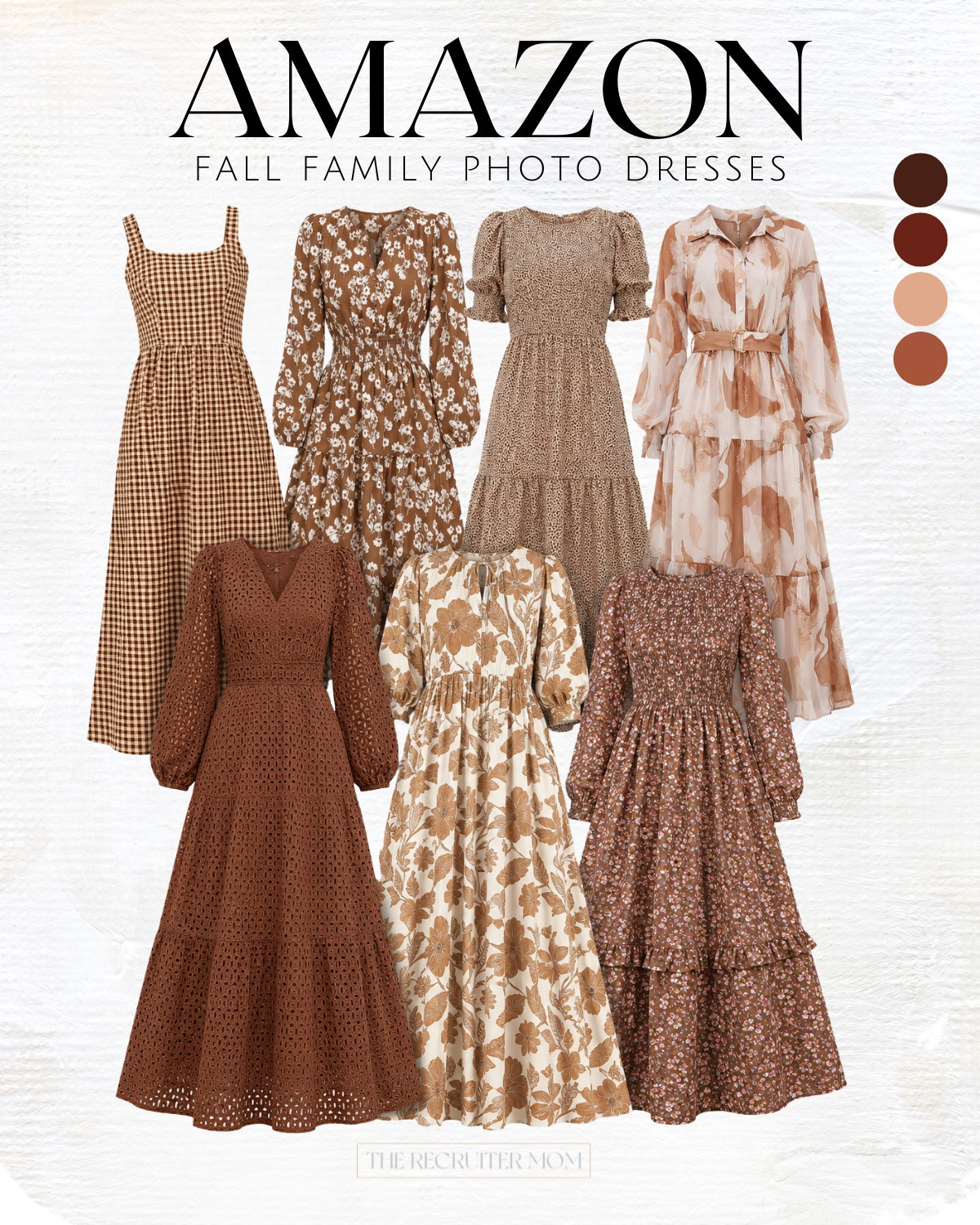 Amazon fall dresses in mocha browns and warm rusty shades like the shades of fall leaves! Perfect for family photos! #familyphotos #fallfamilypictures #fallfamilyphotos

#LTKgrwm #LTKSeasonal #LTKOver40