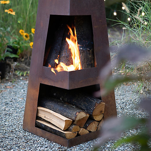 Weathering Steel Obelisk Chiminea | Terrain