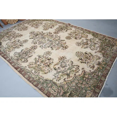Authentic Turkish Rug In Beige Floral Design Ideal For Any Living Space Or Bedroom With Vintage Appeal | Wayfair North America