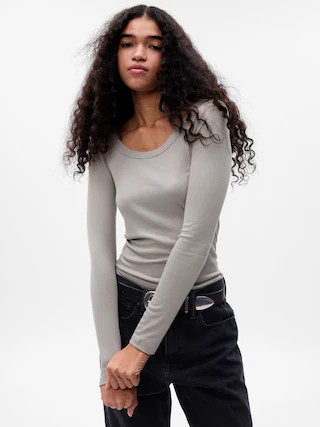 Mini Rib Scoop Neck T-Shirt | Gap (US)