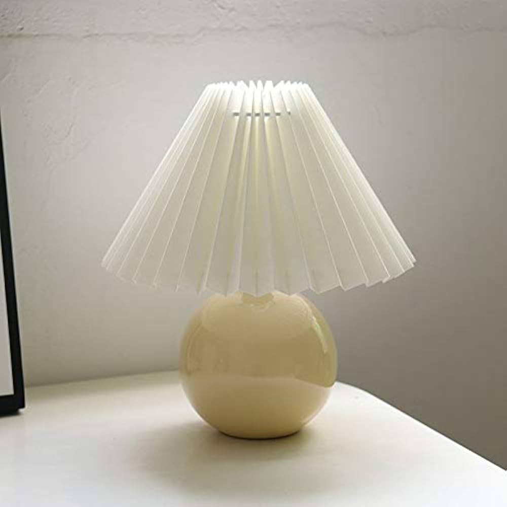 Korean Pleated Table Lamp Ins DIY Ceramic Table Lamps for Living Room Home Deco Cute Lamp with Tr... | Amazon (US)