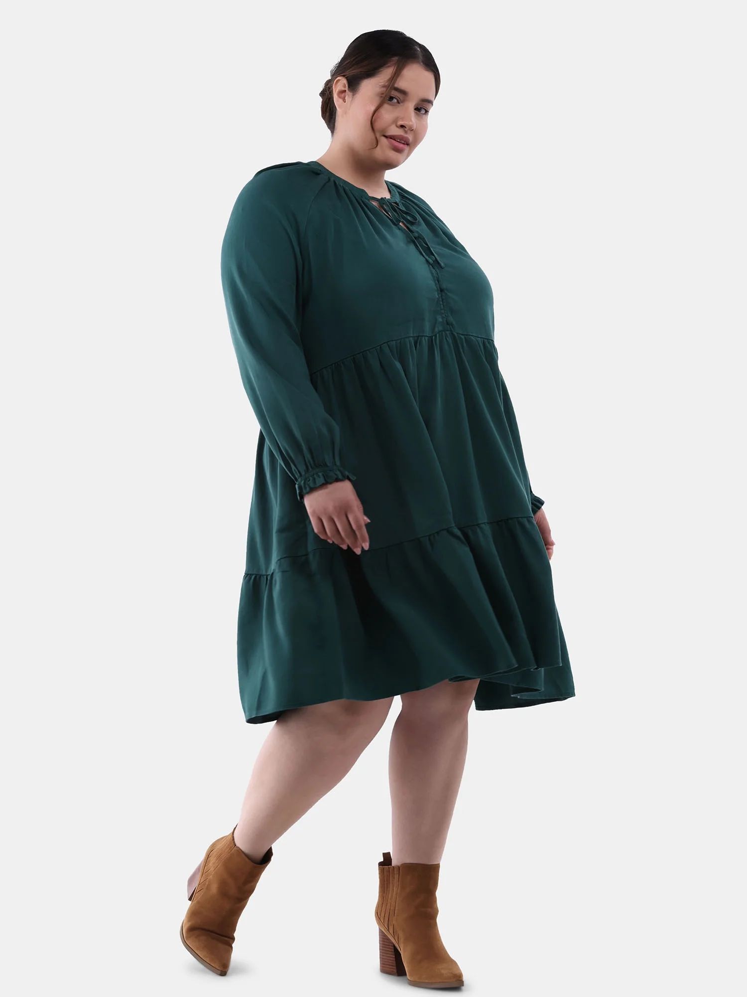 Terra & Sky Women's Plus Size Mini Peasant Dress, Sizes 0X-5X | Walmart (US)