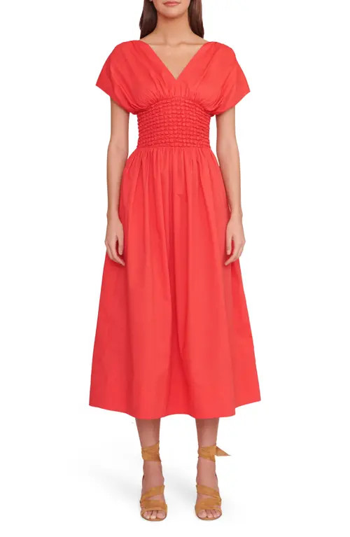 STAUD Jackson Fit & Flare Dress in Hibiscus at Nordstrom, Size Large | Nordstrom