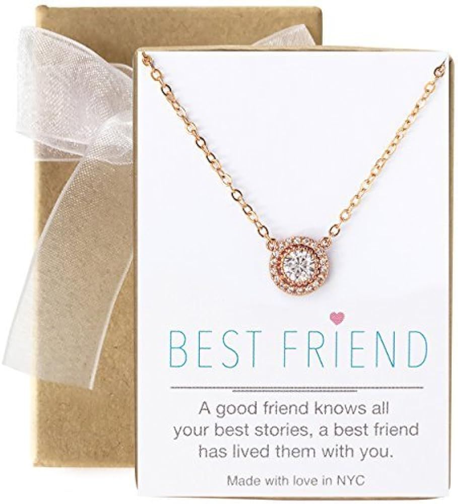 A+O Friendship Necklace - CZ Pave Necklace in Gold, Rose Gold, Sterling Silver | Amazon (US)