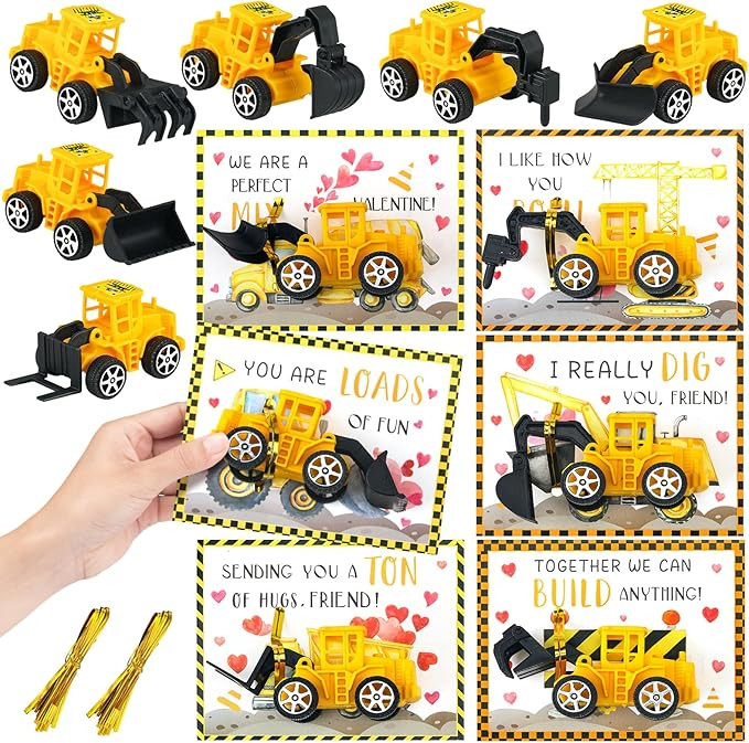 30 Set Valentines Day Construction Vehicle Valentines Day Cards Set 30 Construction Truck 30 Vale... | Amazon (US)