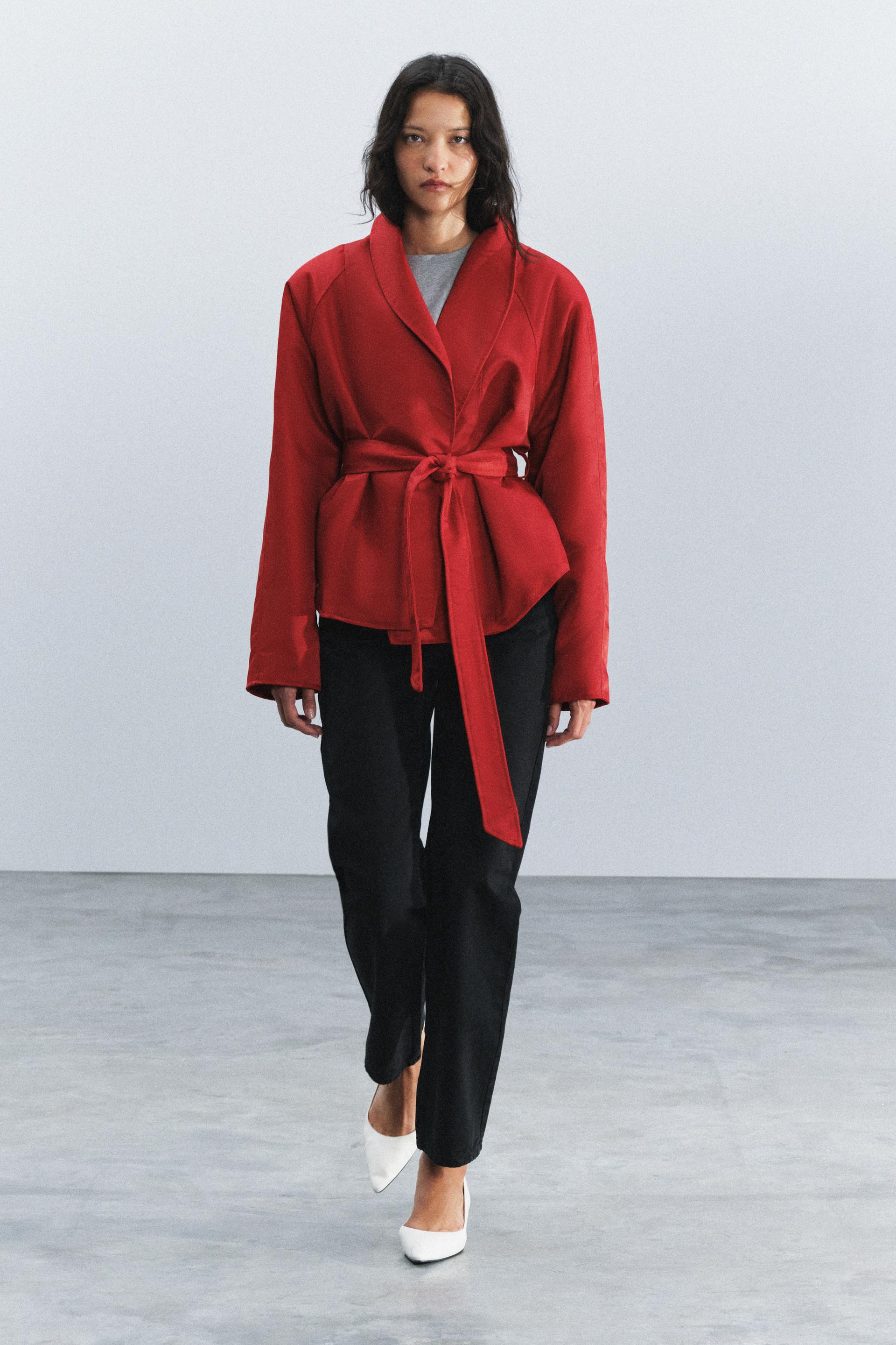 Zara - Zw Collection Belted Jacket - Black - M - Woman | Zara UK