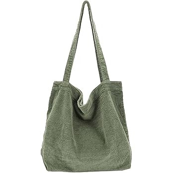 ALUWU Corduroy Tote Bag for Women Girl Canvas Shoulder Handbags Cute Large Purse | Amazon (US)