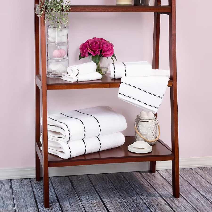 Hastings Home 6-Piece White/Black Cotton Bath Towel Set (Bath Towels) | Lowe's