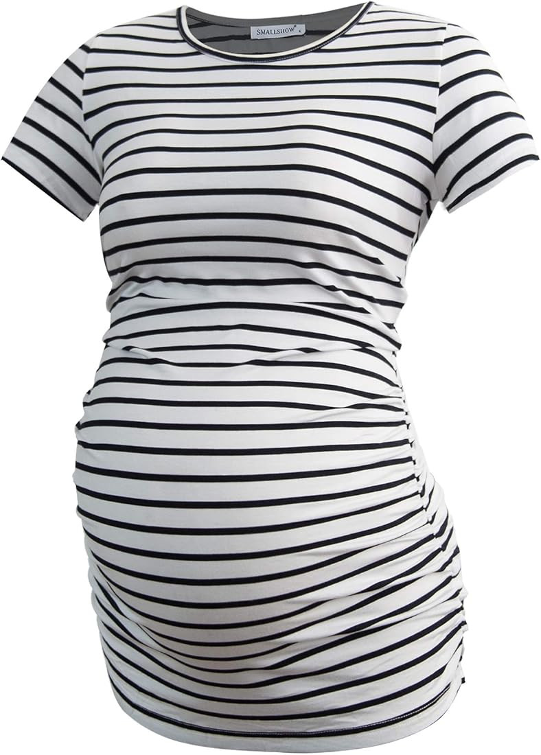 Women's Maternity Shirt Tops Side Ruched Pregnancy Clothes Summer | Amazon (US)