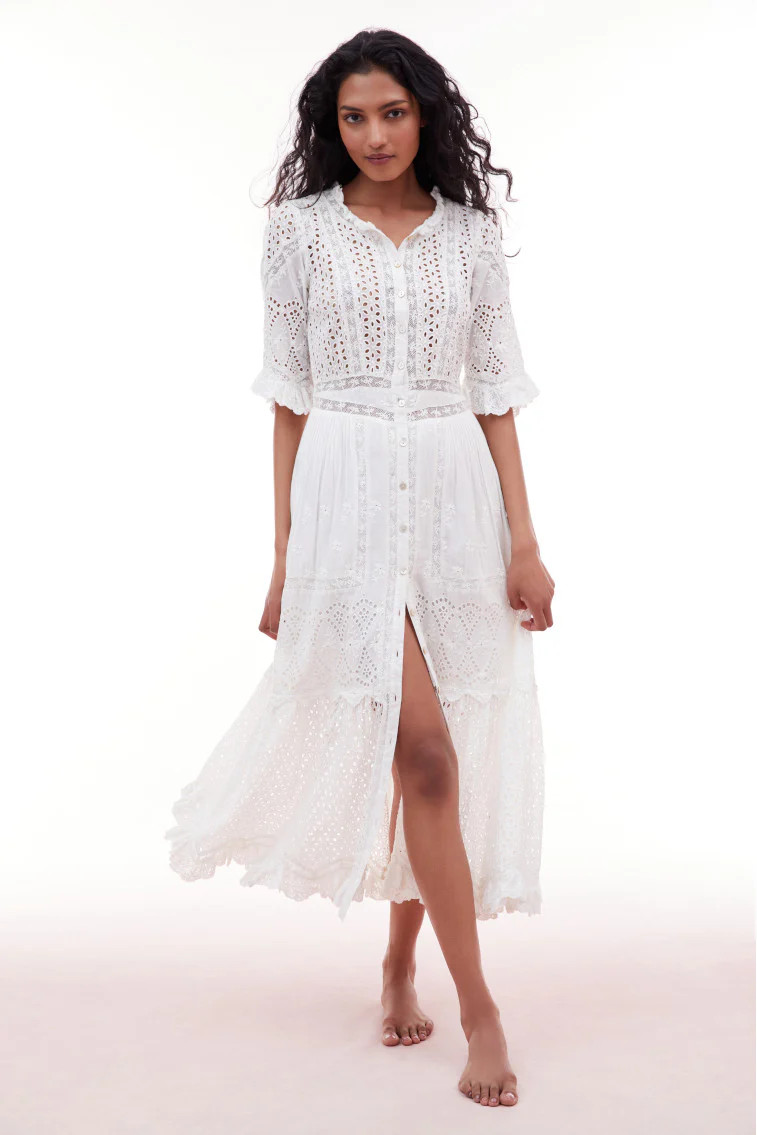 Botina Eyelet Midi Dress | LOVESHACKFANCY