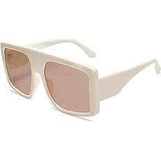 Amazon.com: VANLINKER Oversized Square Sunglasses Fashion Flat Top baddie Shades White Frame VL95... | Amazon (US)