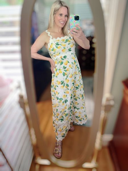 Lemon print linen blend smocked back Ric Rac maxi dress 

#LTKFindsUnder50 #LTKOver40 #LTKFindsUnder100