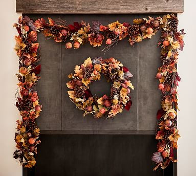 Faux Pomegranate & Pinecone Wreath & Garland | Pottery Barn (US)