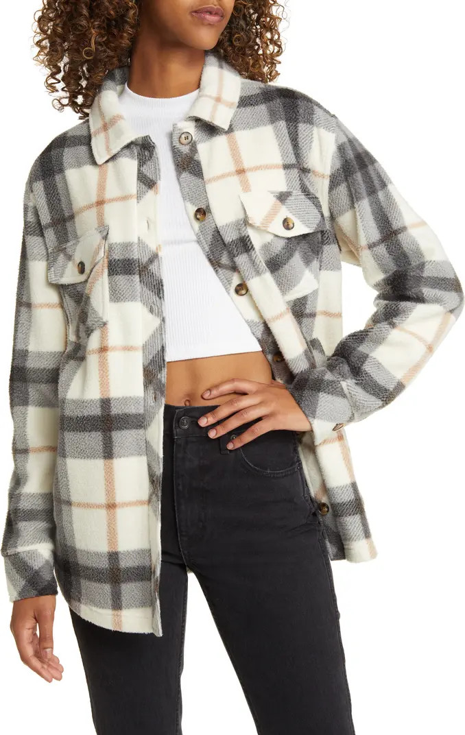 Plaid Polar Fleece Shacket | Nordstrom