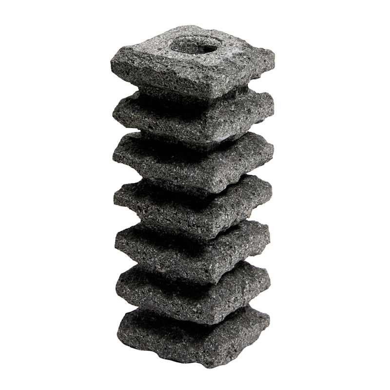 Black Stoneware Candle Holder, 5.9" | At Home