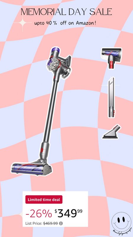 Dyson vacuum 26% off today makes it $349.99 vs $469.99! 

Also comes with extra attachments

#LTKHome #LTKSaleAlert #LTKSeasonal