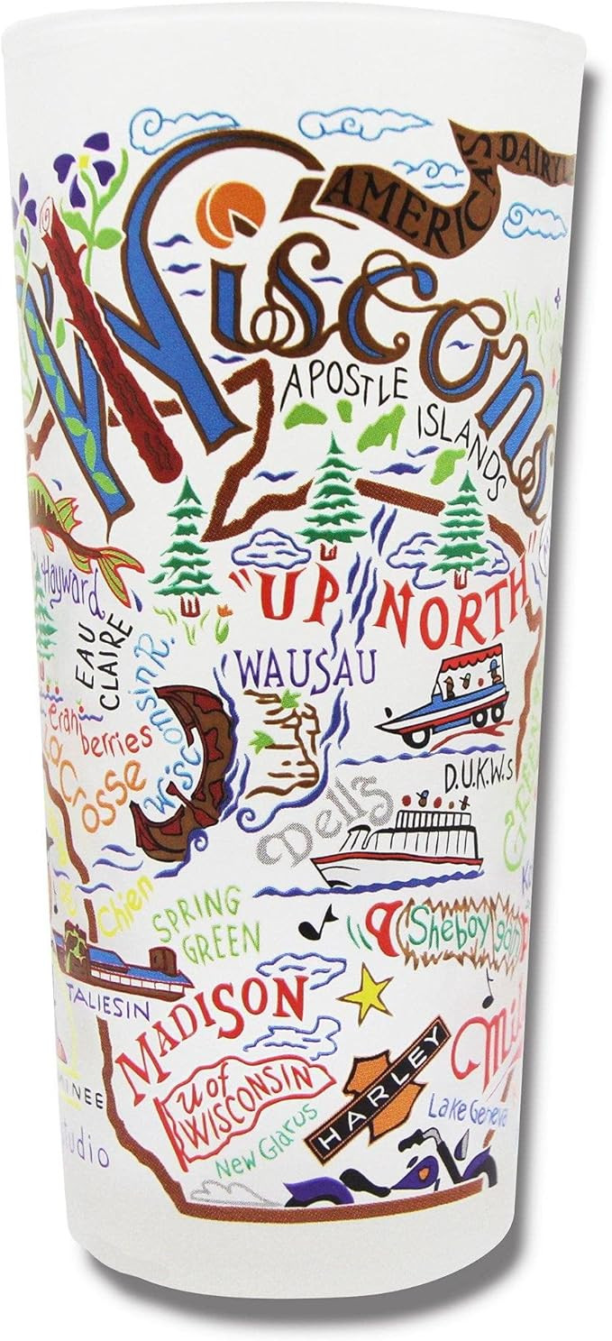 Catstudio Drinking Glass, Wisconsin Frosted Glass Cup for Kitchen, Drinking Glasses, 15oz Dishwas... | Amazon (US)