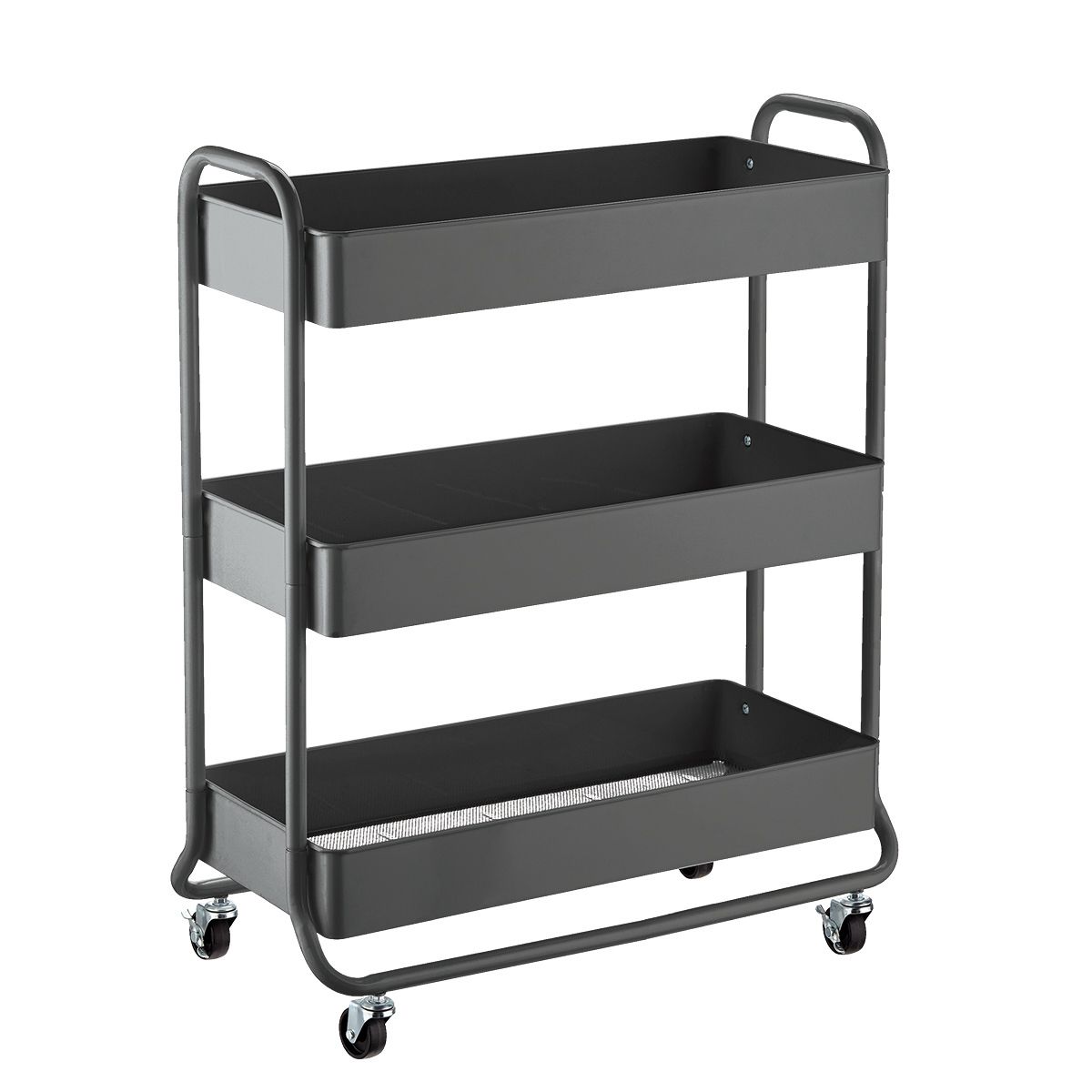 Large 3-Tier Rolling Cart Dark Grey | The Container Store